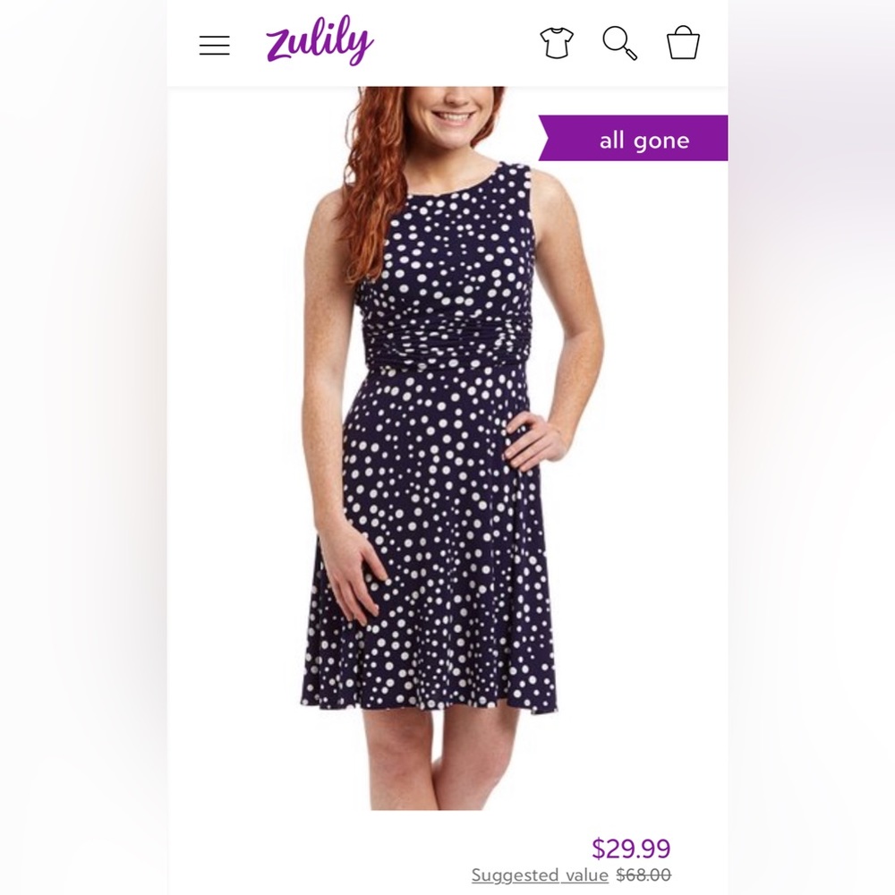 JESSICA HOWARD Navy White Polkadot Swing Dress - Picture 4 of 11
